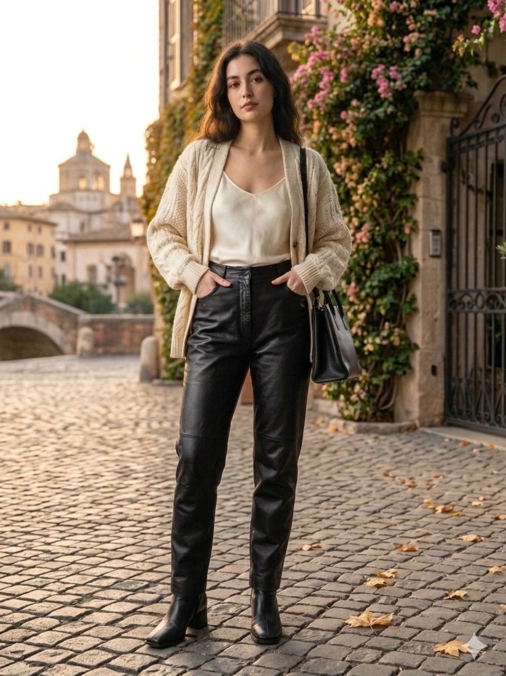 Vintage L'OFFICIEL Soft Black Lambskin Leather Trousers Made in Canada